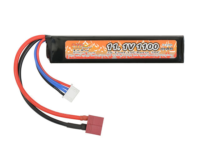 Batteri LiPo 1100mAh 11,1V 15/30C - T-stik