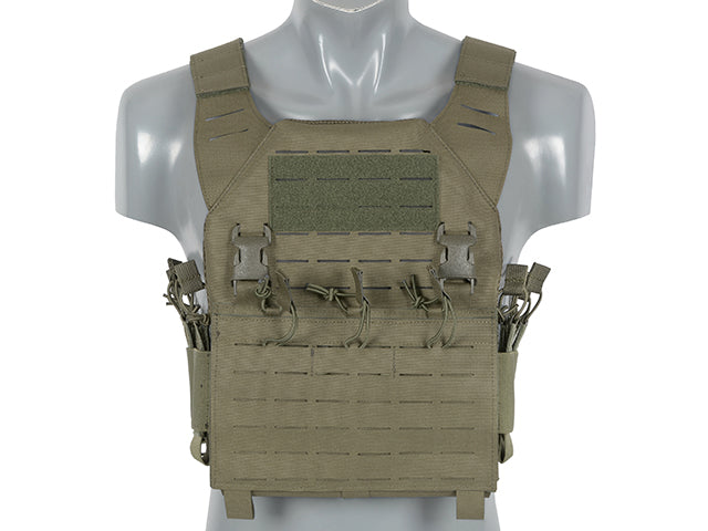 Recon Plate Carrier Laser-Cut Buckle Up Vest with AR15/AK Magazine Pouch - Ranger Green