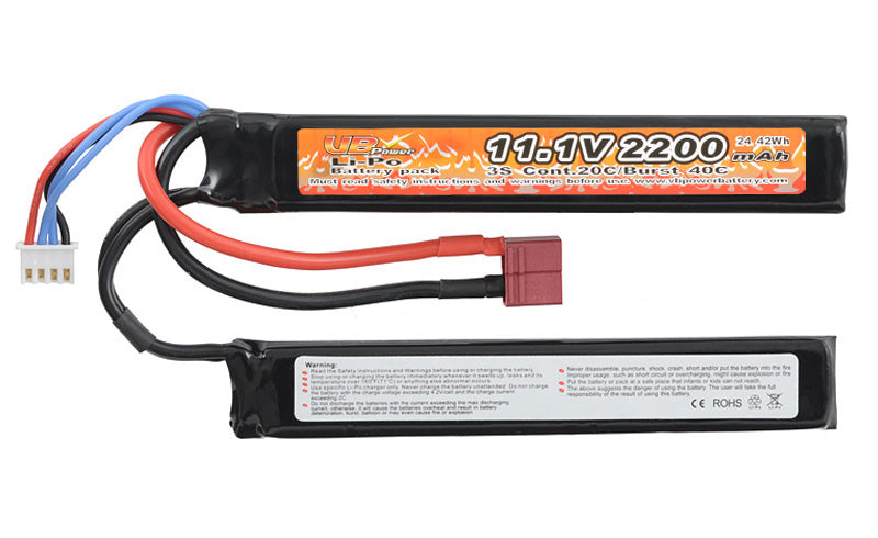 Batteri LiPo 2200mAh 11,1V 20/40C - T-stik