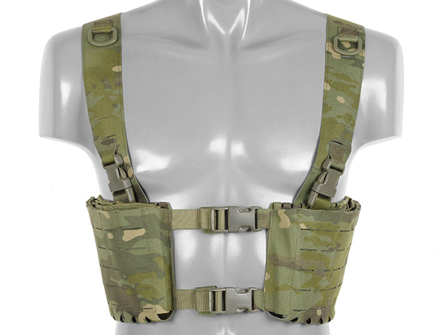 Chest Rig with Two Pouches for 6 AR / AK Magazines, Laser Cut - Multicamo Tropic