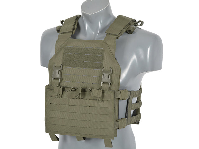 Assault Plate Carrier Vest, Buckle-Up with AR15/AK Magazine Pouch Laser-Cut - Ranger Green