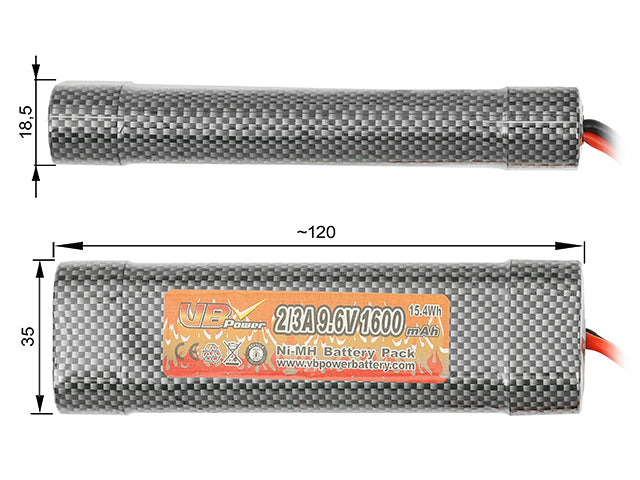 Batteri NiMH 1600mAh 9,6V