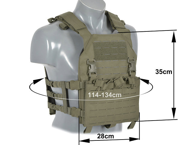 Assault Plate Carrier Vest, Buckle-Up with AR15/AK Magazine Pouch Laser-Cut - Ranger Green