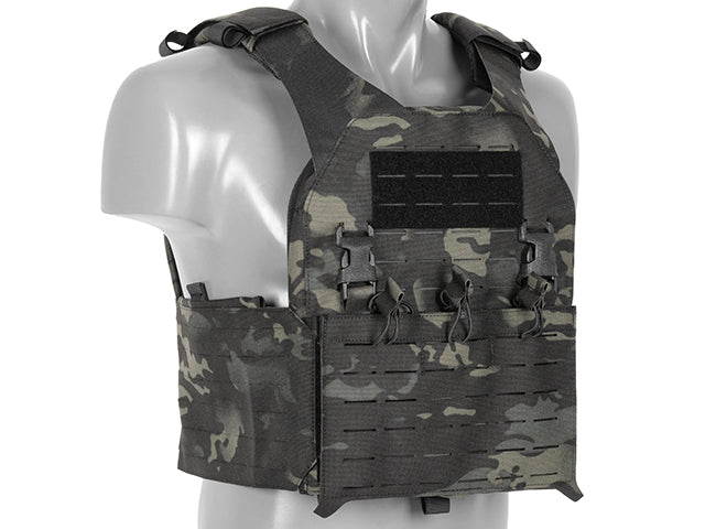 QRF Plate Carrier Laser-Cut Buckle Up with AR15/AK Magazine Pouch - Multicamo Black
