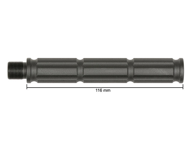 Outer barrel extension 116 mm - FINNED 14 mm CCW
