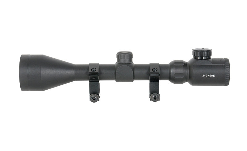 Scope 3-9x50 with high mounting rings