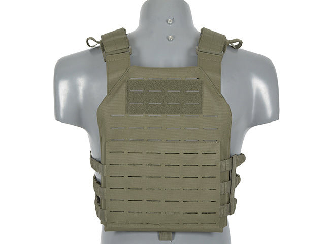 Assault Plate Carrier Vest, Buckle-Up with AR15/AK Magazine Pouch Laser-Cut - Ranger Green