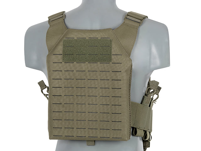 Recon Plate Carrier Laser-Cut Buckle Up Vest with AR15/AK Magazine Pouch - Ranger Green