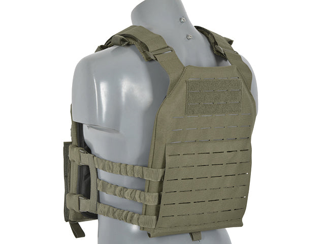 Assault Plate Carrier Vest, Buckle-Up with AR15/AK Magazine Pouch Laser-Cut - Ranger Green