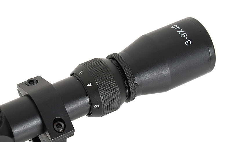 Scope 3-9x40 with high mount rings