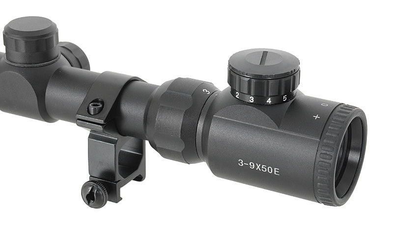 Scope 3-9x50 with high mounting rings