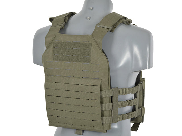 Assault Plate Carrier Vest, Buckle-Up with AR15/AK Magazine Pouch Laser-Cut - Ranger Green