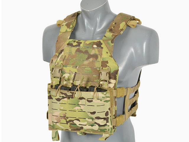 Laser-Cut “Buckle Up" Assault Plate Carrier with AR15/AK Magazine Pouch — Multicamo