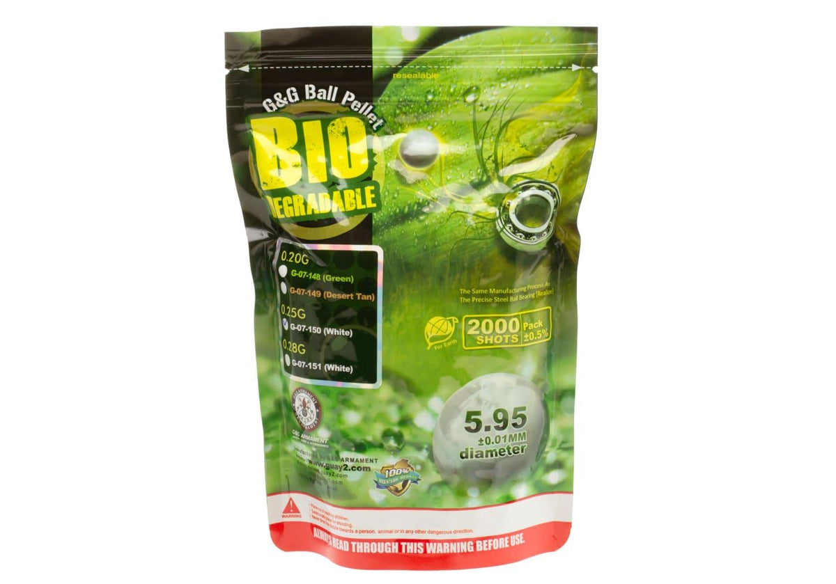 G&G 0.25g Bio Precision BBs 2000rds - Hvid