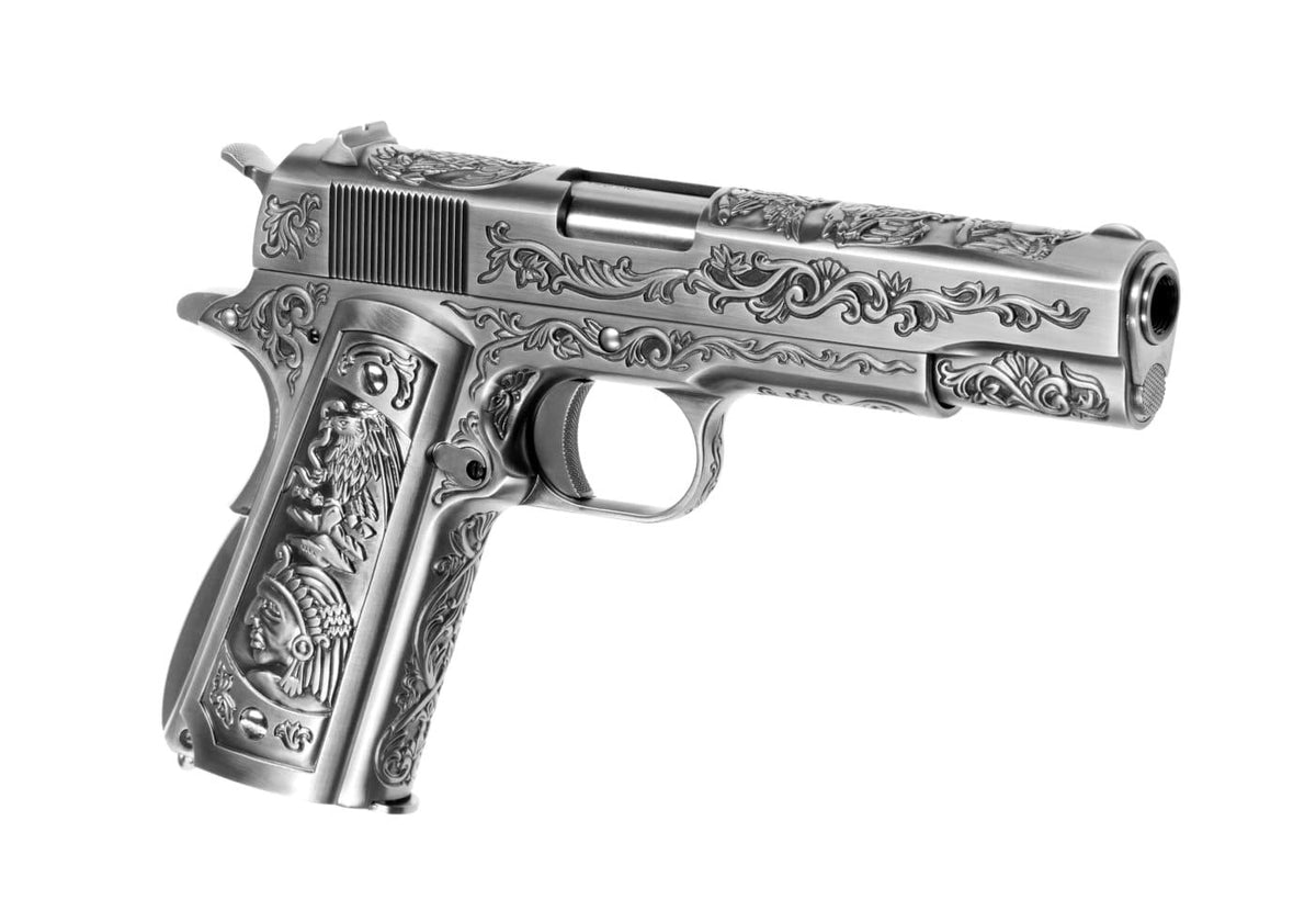 WE M1911 Etched helmetal GBB - Sølv
