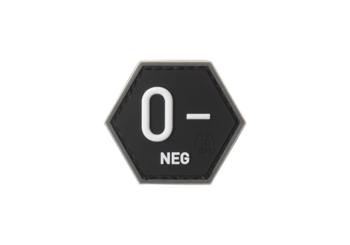 JTG Bloodgroup Hexagon gummipatch 0 Neg - SWAT