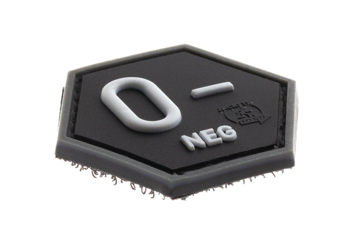 JTG Bloodgroup Hexagon gummipatch 0 Neg - SWAT