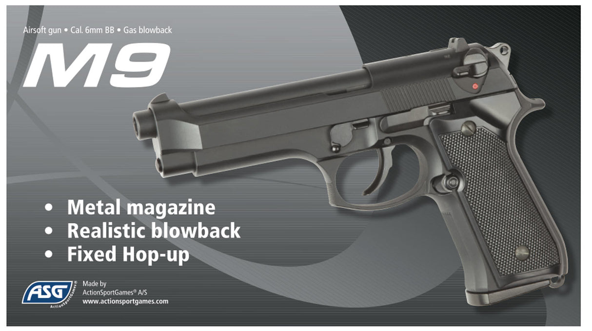M9 Gas Blowback Pistol – Black ca. 0,8 J