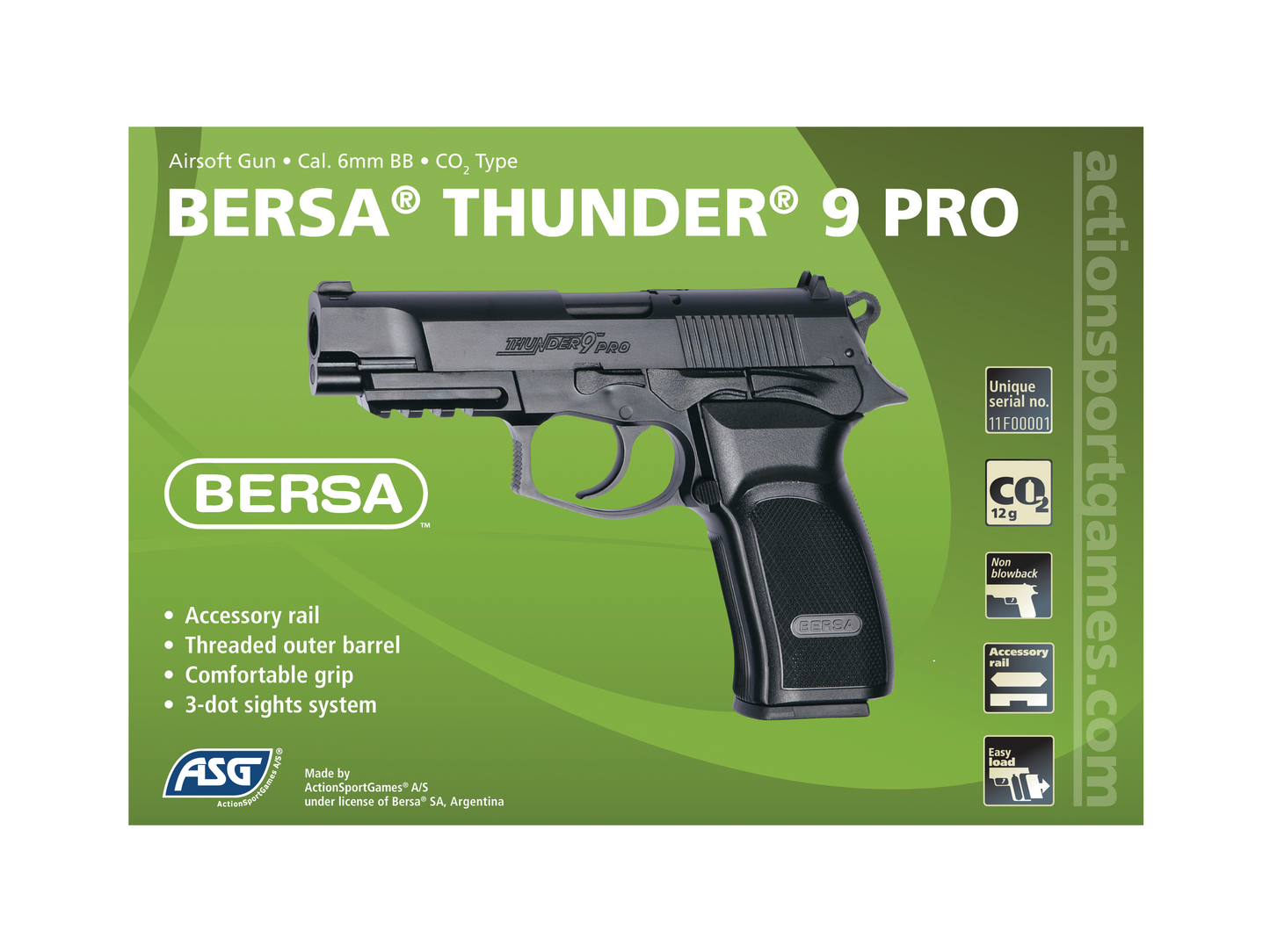 ASG Bersa Thunder 9 PRO, Co2 Non-BlowBack (1,81 joule)