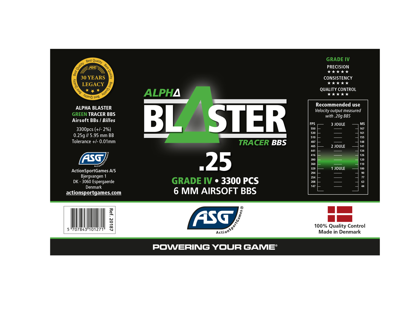 Alpha Grøn Tracer Kugler, 0.25G, 3300styk