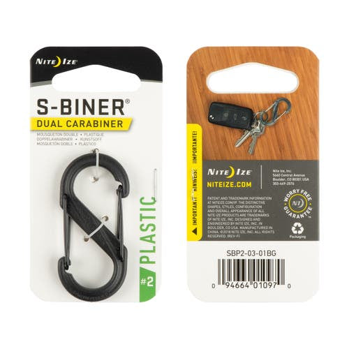 S-BINER® PLASTIK DUAL Karabinhage, SORT - STØRRELSE 2