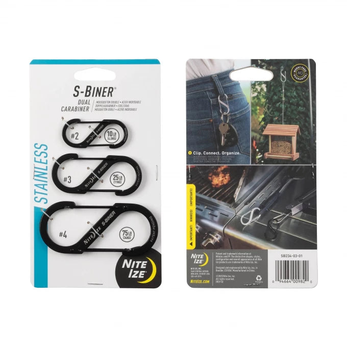 S-Biner Stainless Steel, Double Carabiner - Combo Set (3 Pcs)