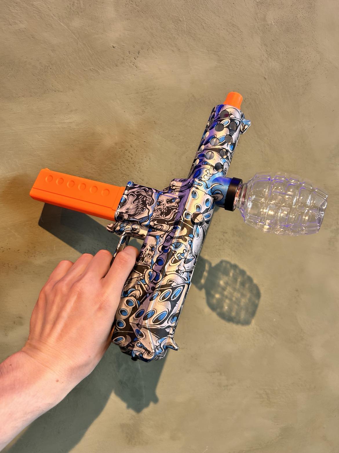 Splatter TEC9 Gel Blaster - Blå/Sølv Grafiti