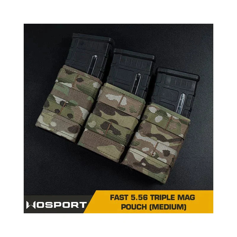 FAST Type Triple 5.56 Magasin pouch (Medium) Sort Multicam