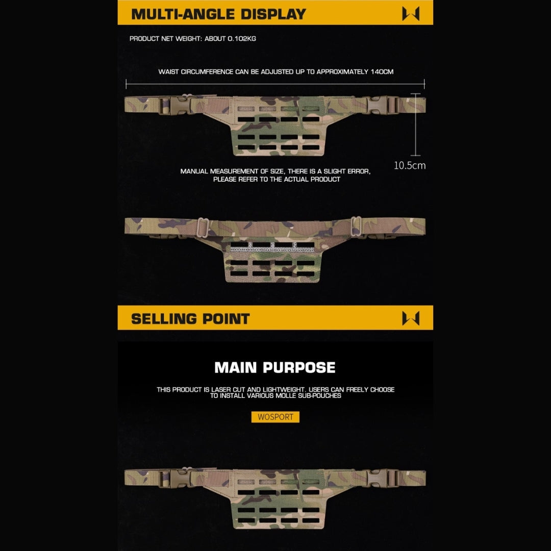 WST Fanny Pack MOLLE Adapter Panel, Small (4 Rows)