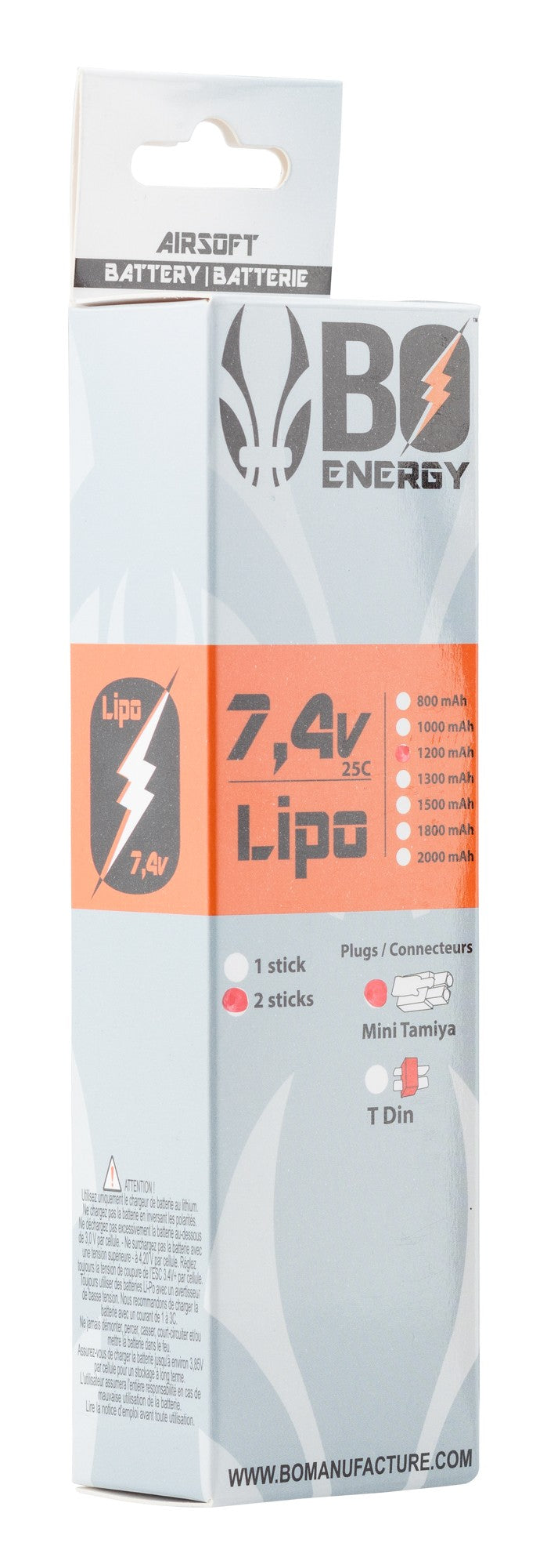 2 sticks 2S 7.4V 1200mAh 25C Lipo battery