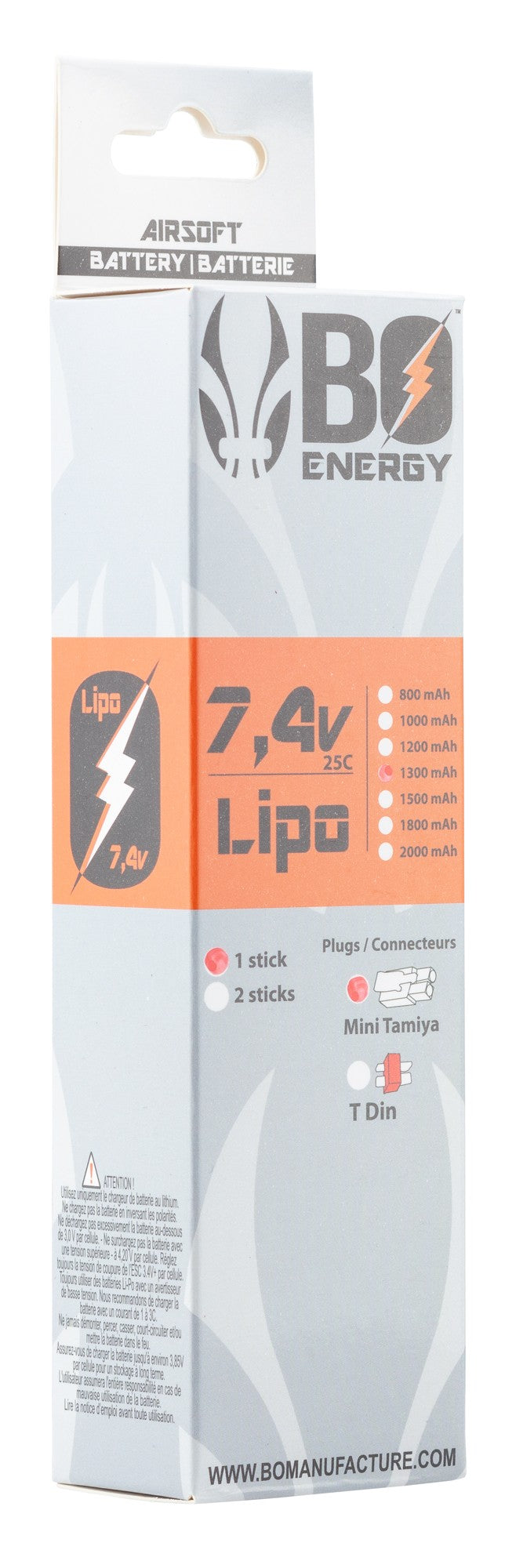 1 stick 2S 7.4V 1300mAh 25C Lipo battery