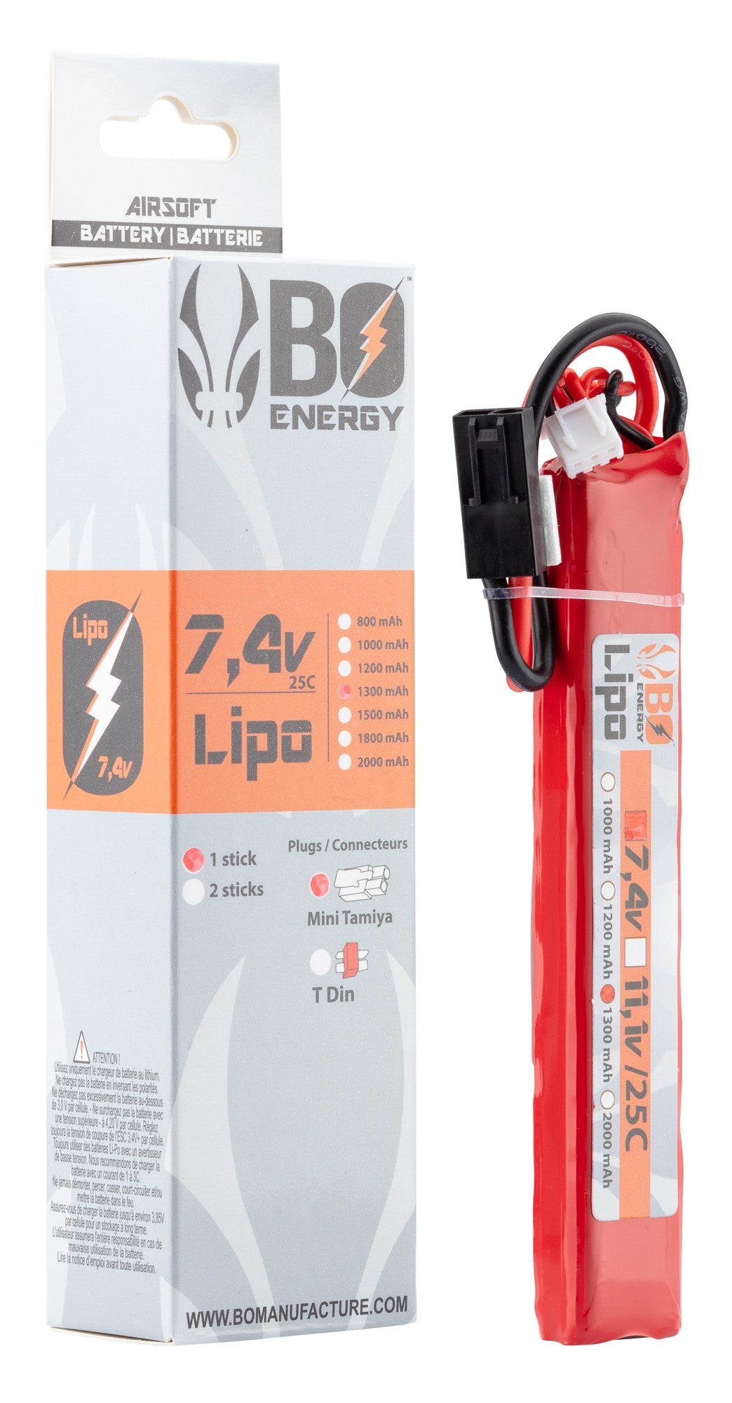 1 stick 2S 7.4V 1300mAh 25C Lipo battery