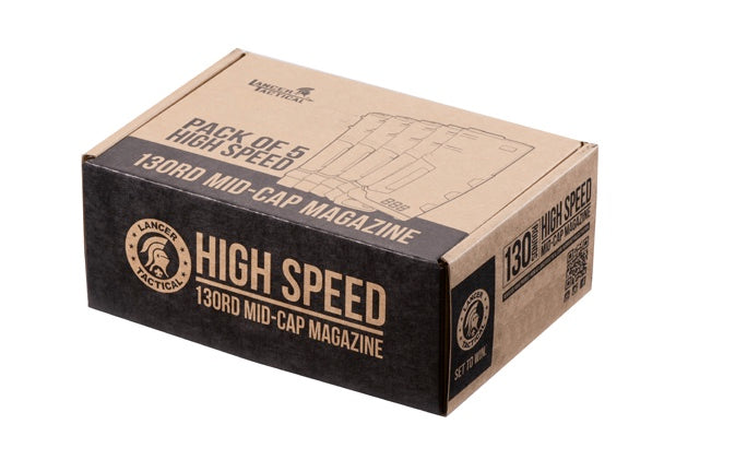 Pack of 5 Speed Mid-cap 130 rounds M4 AEG mag Black