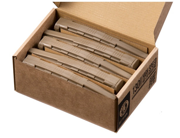 Pack of 5 Speed Mid-cap 130 rounds M4 AEG mag Tan