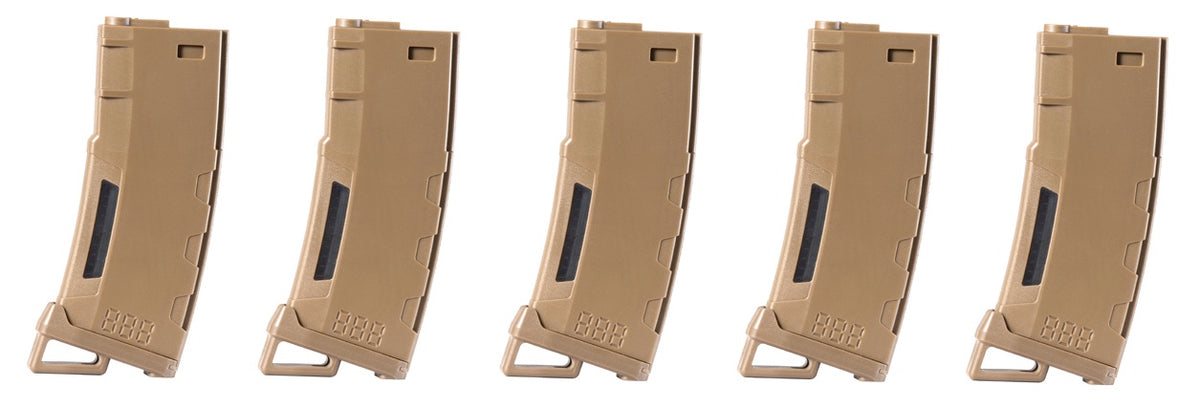 Pack of 5 Speed Mid-cap 130 rounds M4 AEG mag Tan