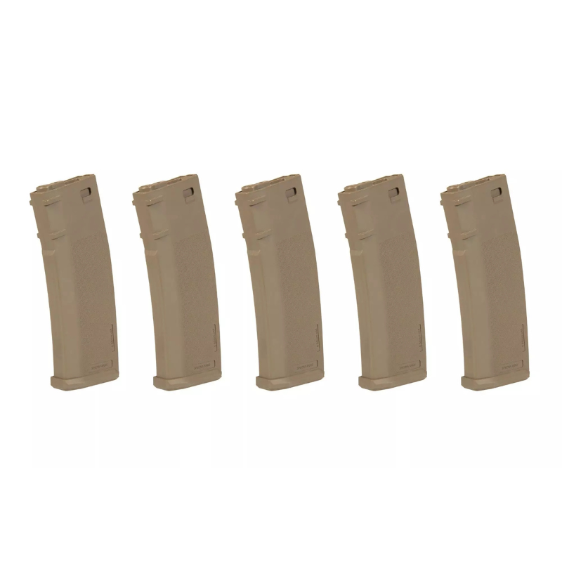 Sæt af 5 S-Mag Hi-Cap magasiner af 380 BBs - Tan