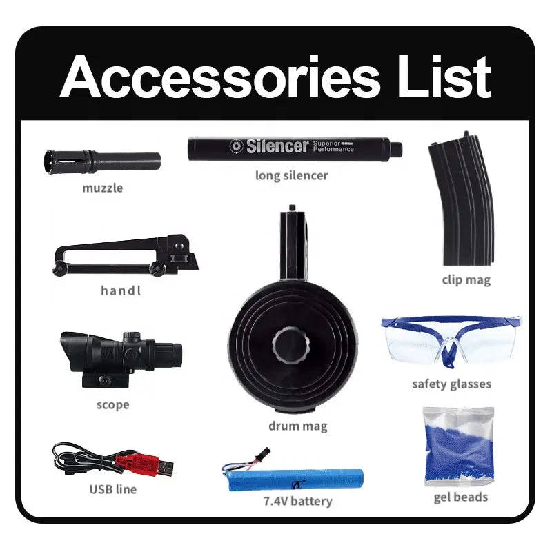 Splatter Elektrisk M4 Gel Blaster - Red paint