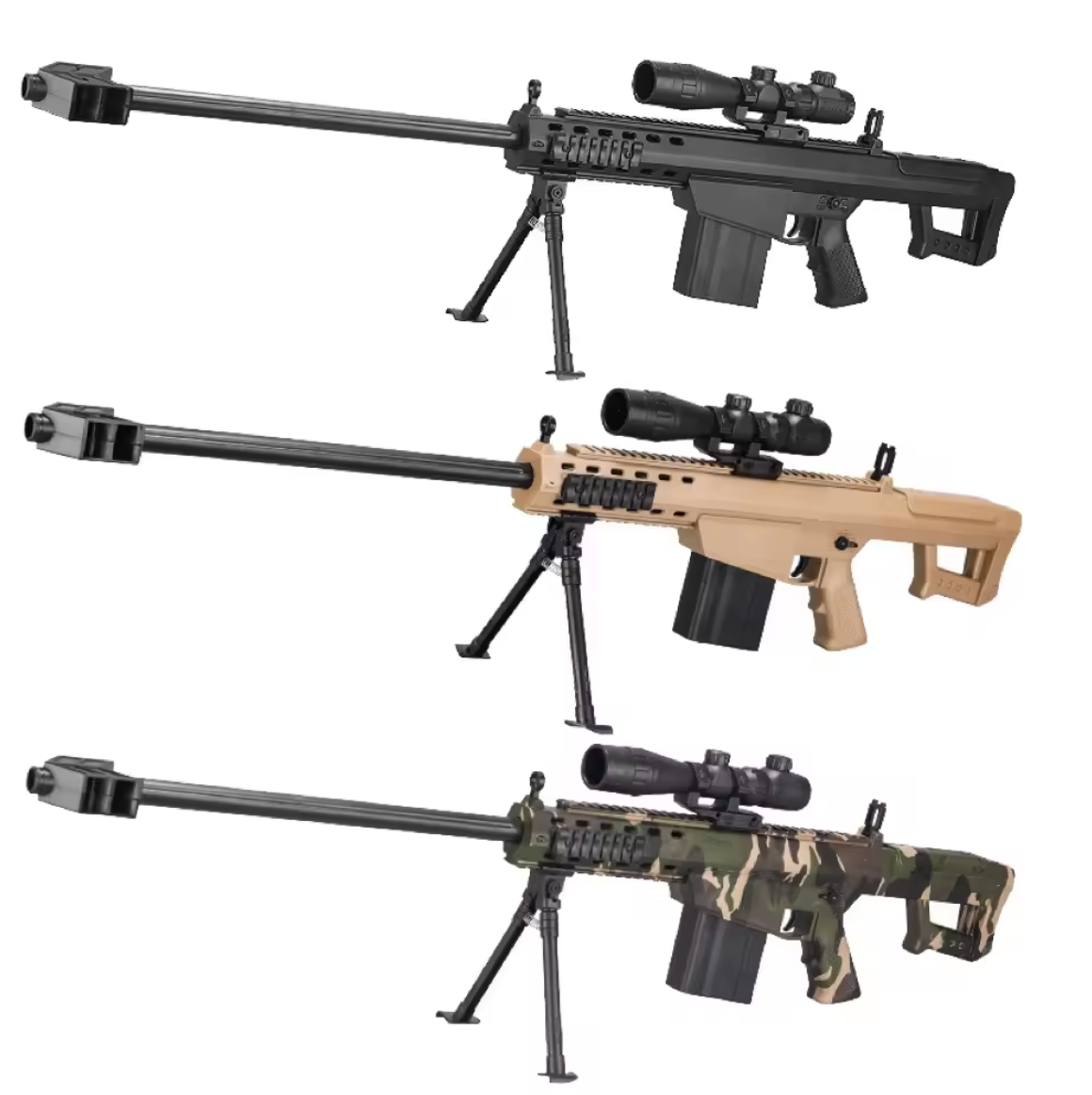 Sort gelblaster sniper Barret 82 med scope og bipod | Airsoftgeek