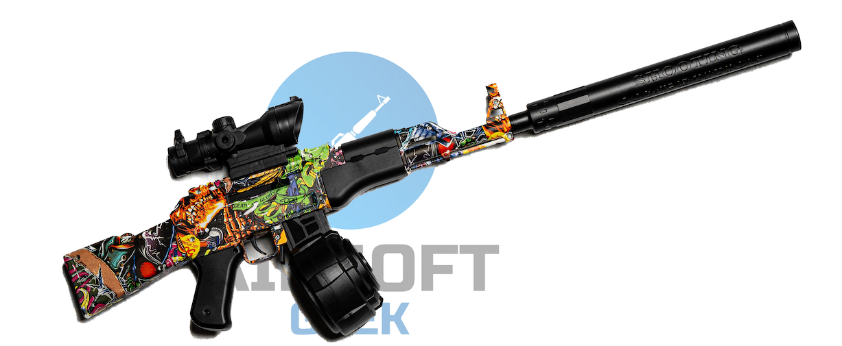 Splatter Mini AK47 Gel Blaster - Dødningehoved Grafiti