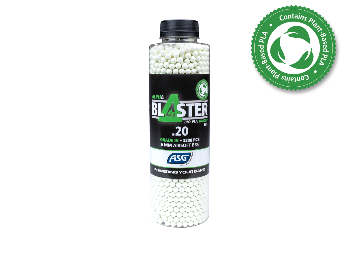 Alpha Blaster PLA Green Tracer kugler, 0,20 g, 3300 stk. - flaske
