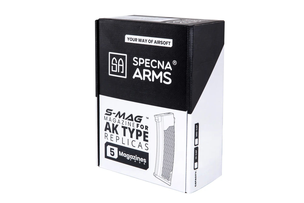 Sæt af 5 S-Mag Mid-cap magasiner til J series AK modeller - Tan