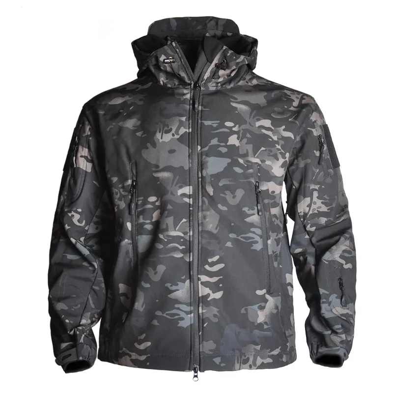 Militær Soft Shell Jakke - Sort Multicam