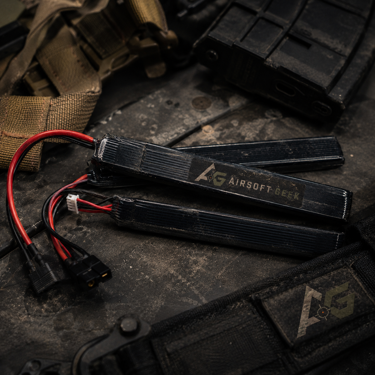 11,1 V LiPo batterier til airsoft AEG på taktisk udstyr