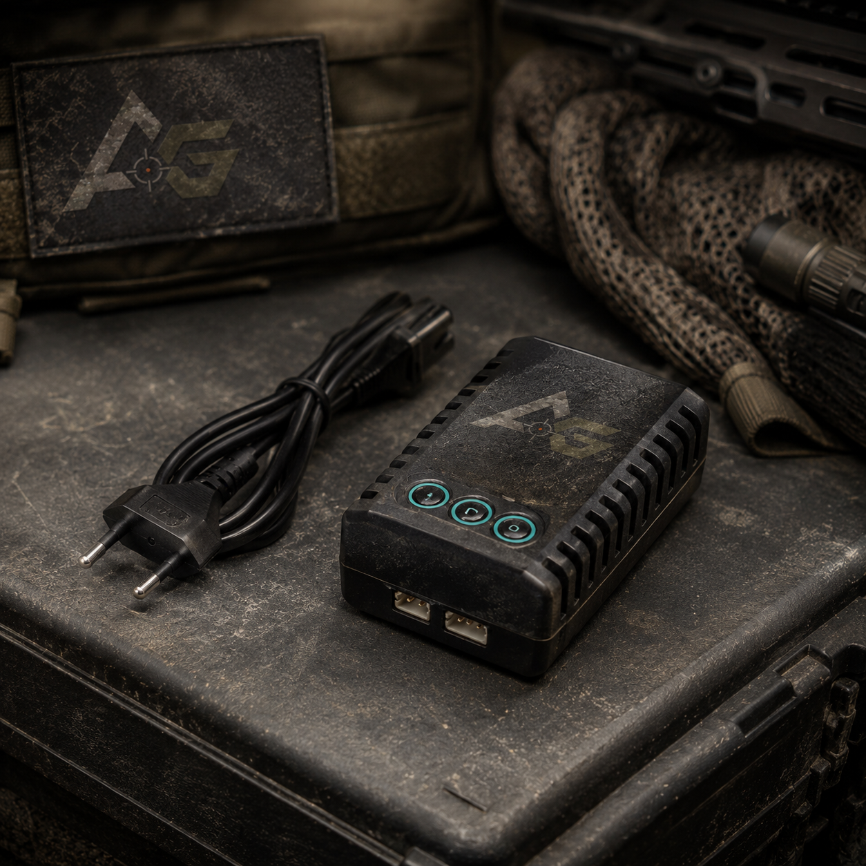 Airsoft oplader til LiPo og NiMH batterier på taktisk udstyr
