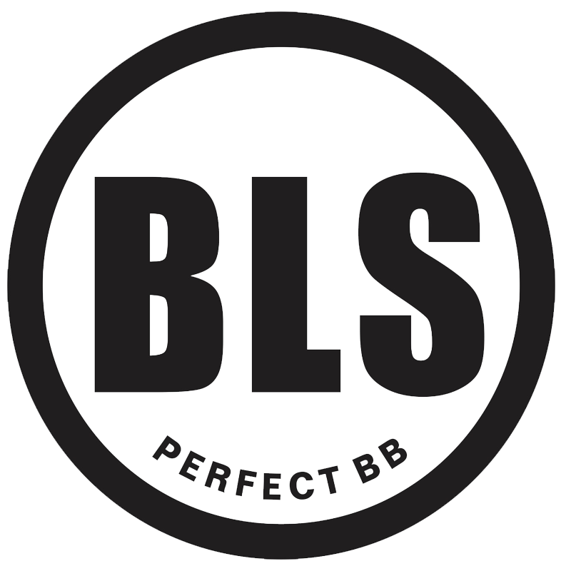 BLS logo i rød cirkel med sort tekst BLS og PERFECT BB – Hardball Kugler til softguns og airsoftvåben