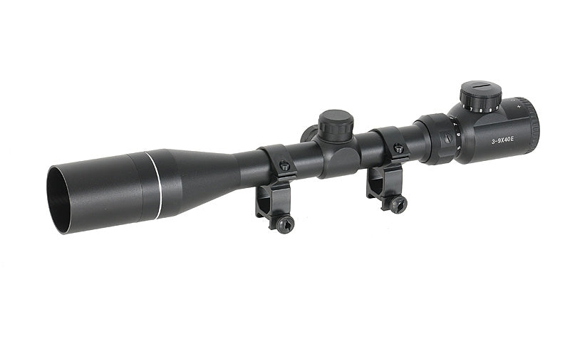 Scope 3-9x40E with high mounting rings