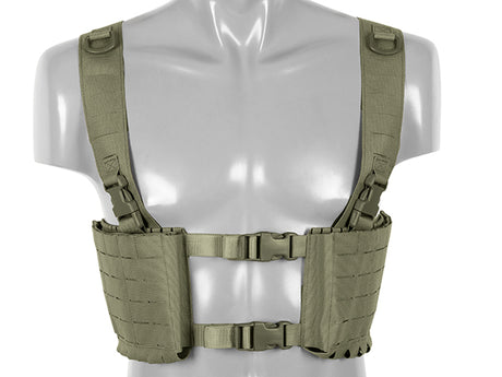 Chest rig with two pouches for 6 ar/ak magazines, laser cut - Olive