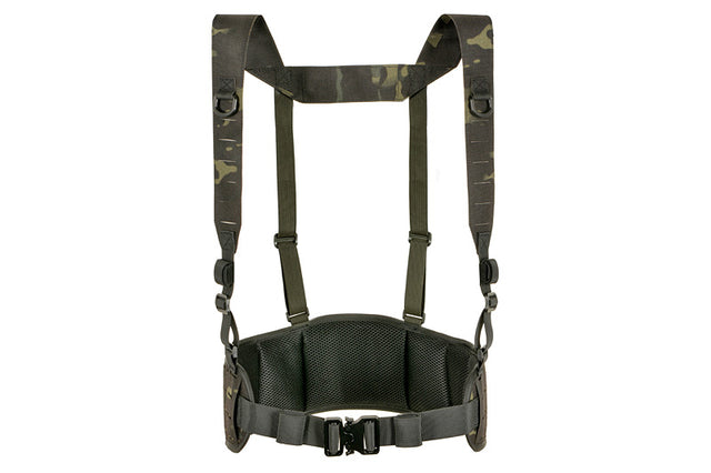 Patrol Tactical Belt with Suspenders MOLLE, Laser Cut - Multicamo Black