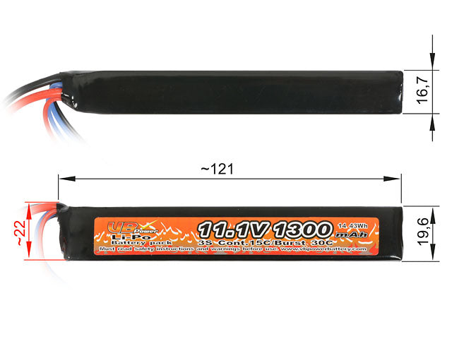 Batteri LiPo 1300mAh 11,1V 15/30C