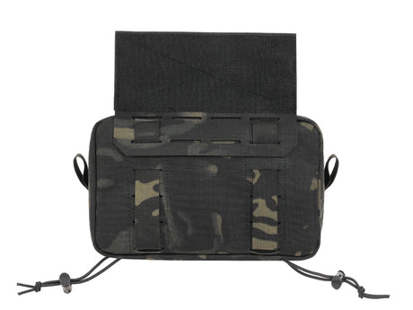 Two-Pocket Utility Pouch with Mounting Panel, Laser Cut - Multicamo Black